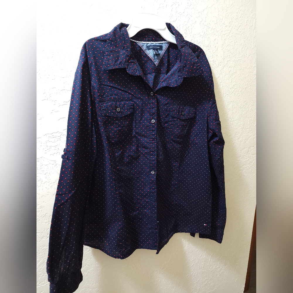 Tommy Hilfiger Dark Blue Polka Dot Shirt